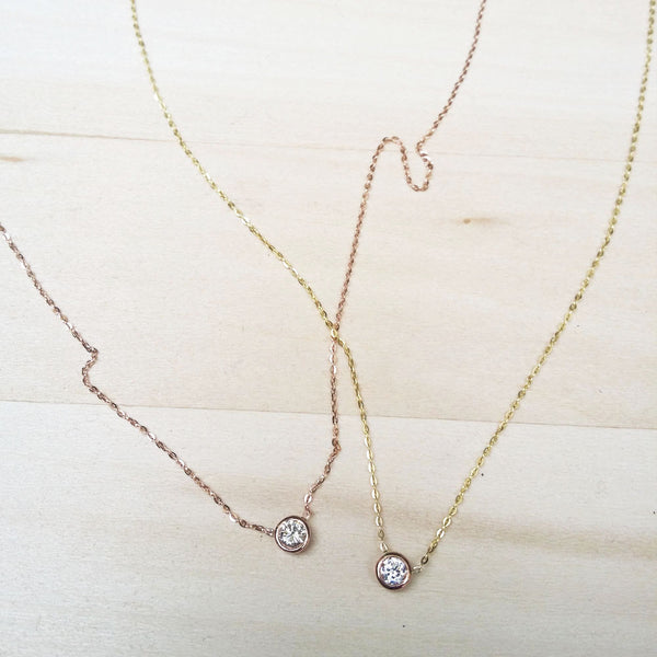 Diamond Opal Gold Necklace Dainty Jewelry Handmade
