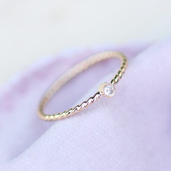 Small Diamond Ring Birthstone Rings Dainty Cute Jewelry Handmade