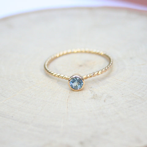aquamarine gold ring dainty bezel set rings