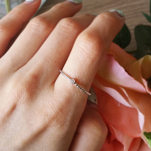 Small Birthstone Ring Cute Gemstone Handmade Jewelry