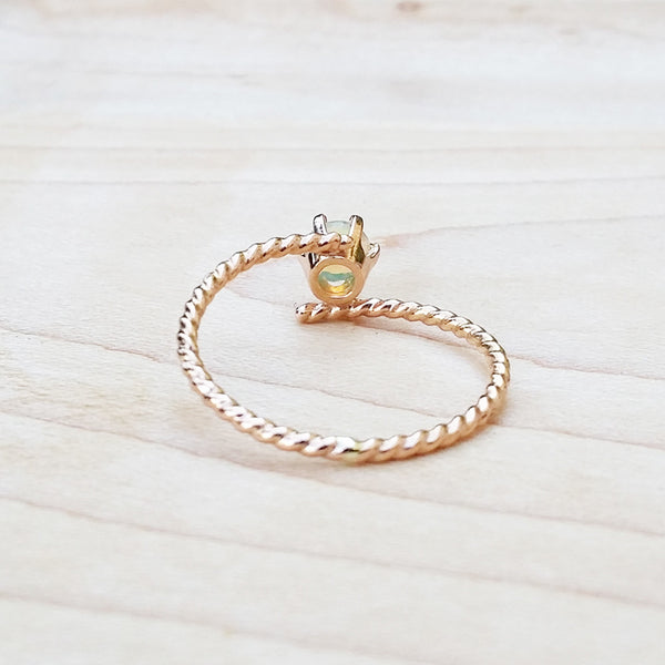 opal rose pink gold ring 